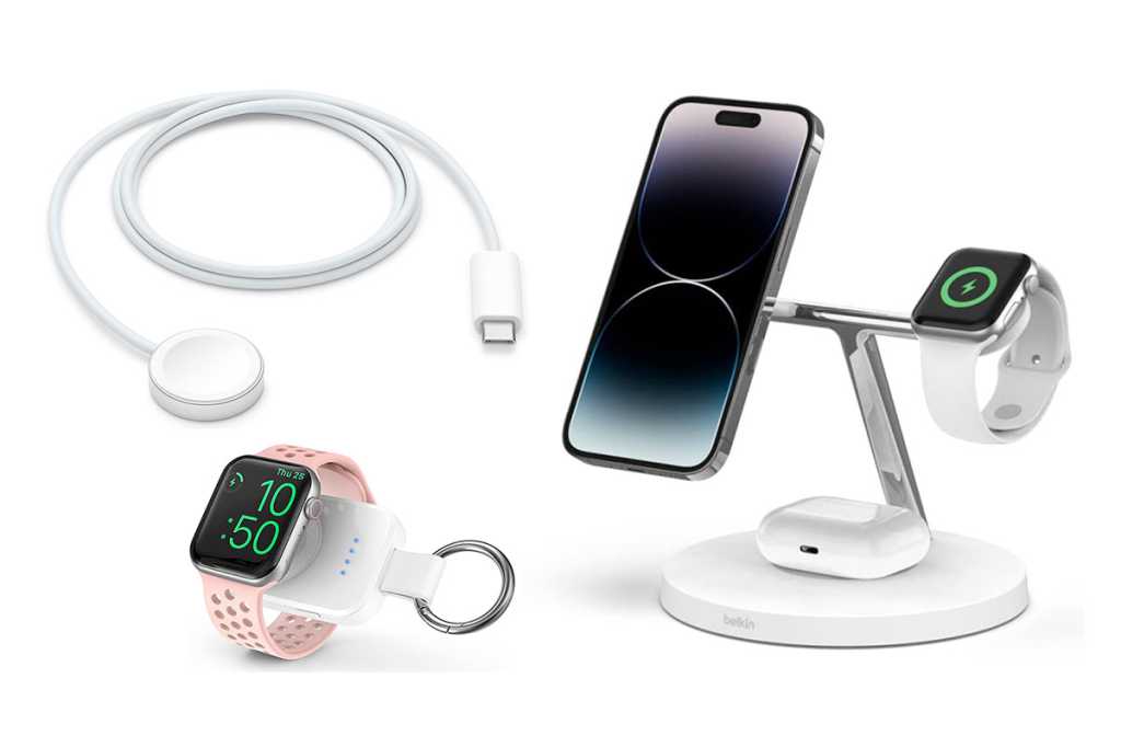 Three Apple Watch chargers