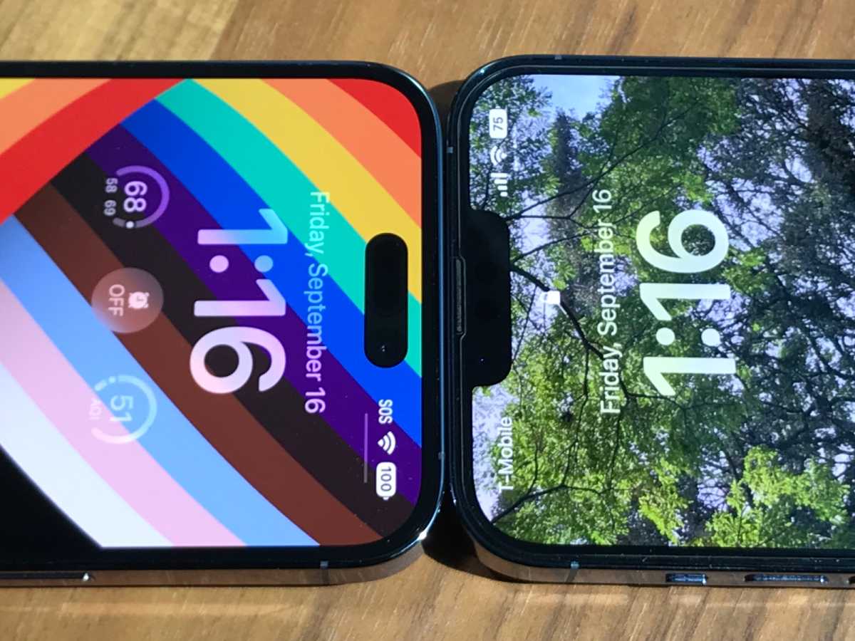 The iPhone 14 Pro Max replaces the notch with the Dynamic Island.