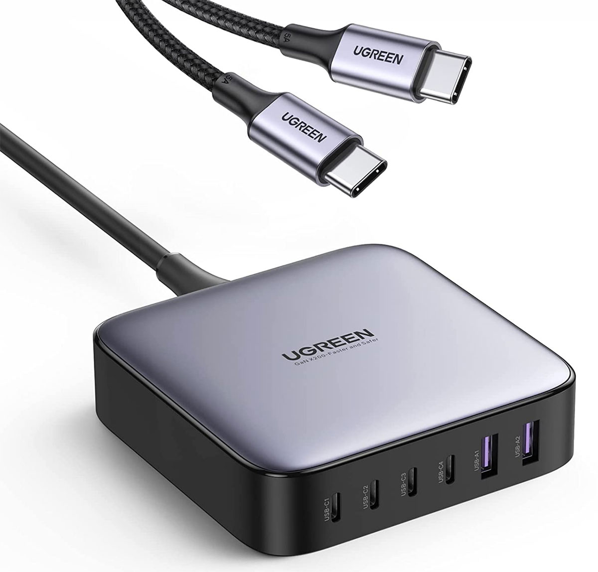 Ugreen Nexode 200W 6-Port – Best mixed USB-A/USB-C Desktop Charger